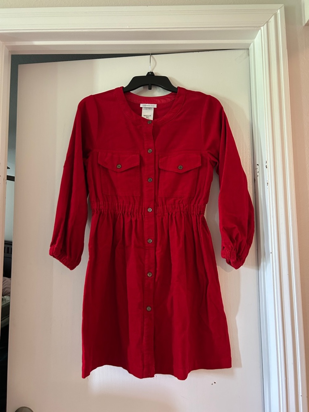 Bonnie Jean Red Button-Front Corduroy Dress